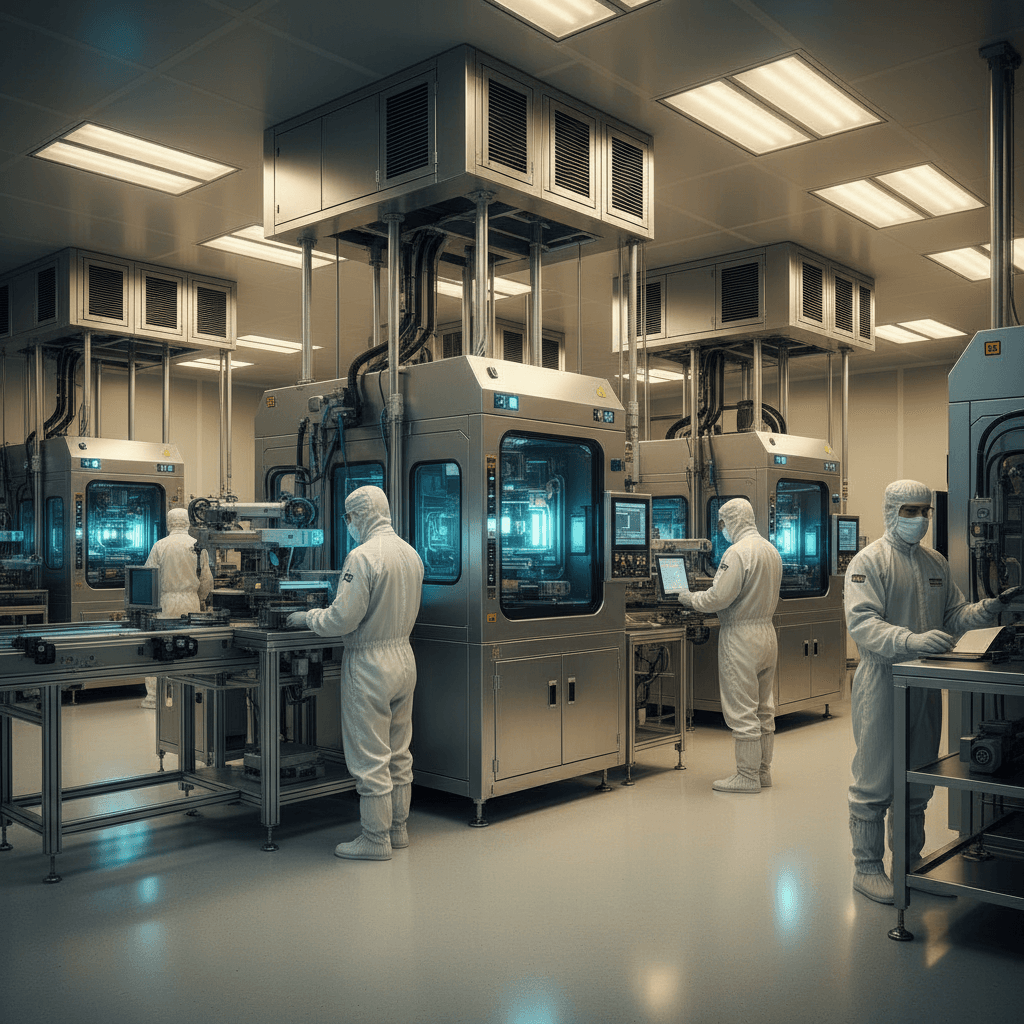 Clean room with precision equipment and controlled environment
